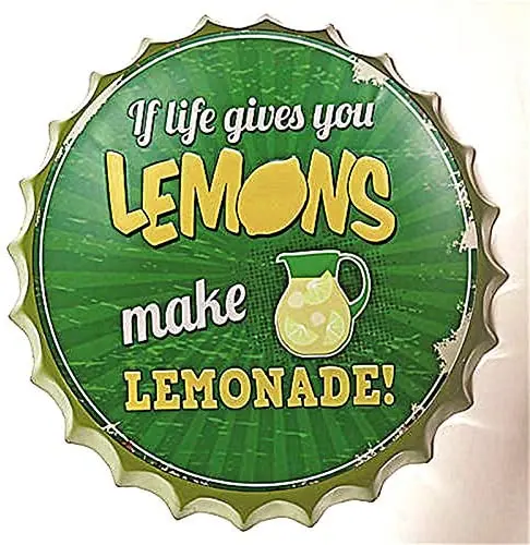 

Royal Tin Sign Bottle Cap Metal Tin Sign Lemons Make Lemonade Diameter , Round Metal Signs for Home and Kitchen Bar Cafe Gas