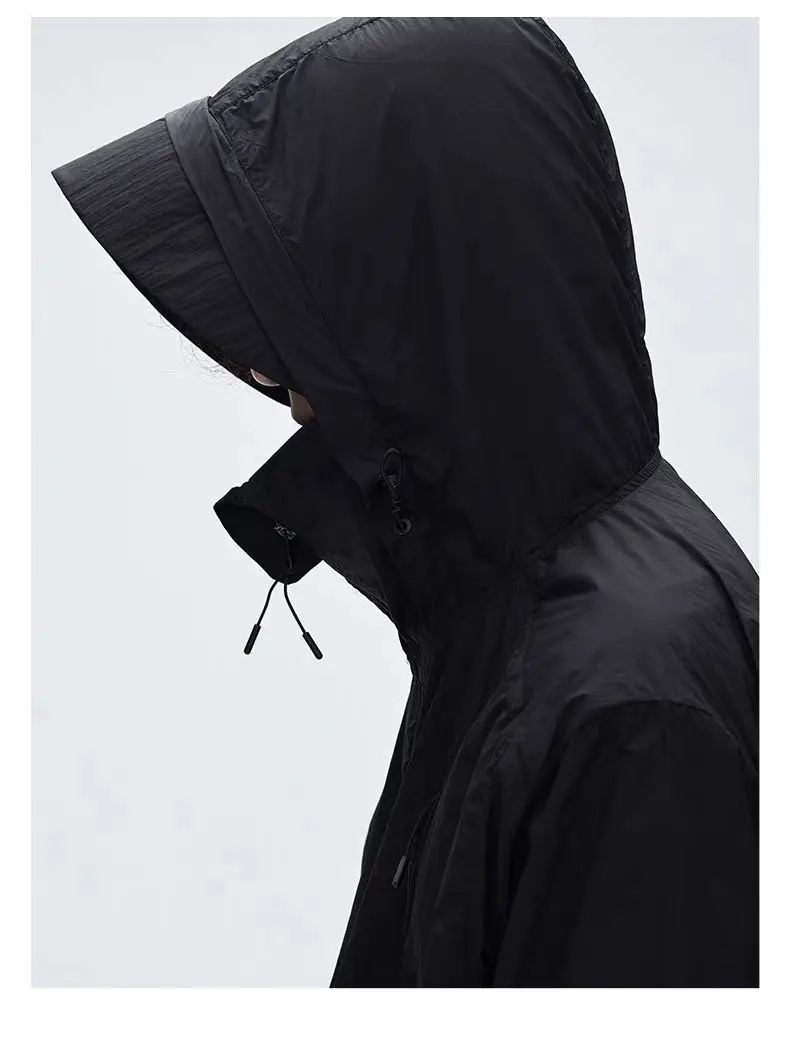 C  Outdoor sunscreen jacket lightweight nylon material back ventilation multipocket techwear aesthetic gorpcore