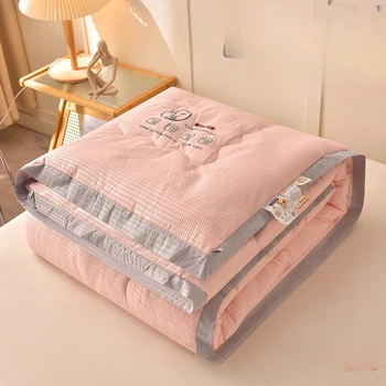 용수철 부드러운 통기성 얇은 퀼트 코어, 싱글 더블 침대 에어컨 냉각 이불, 피부 친화적 담요, 여름 1 개