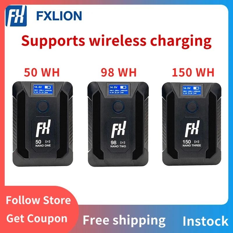 

FXlion NANO One/Two/Three Wireless V-Mount Battery USB-C With Wirelesss Charging Output Portable Power Bank For Phone Camera