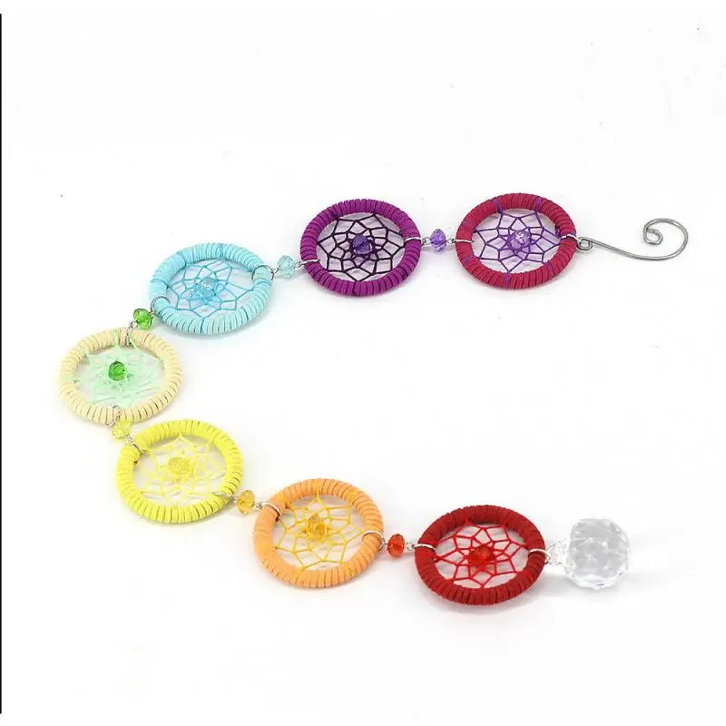 

Chakra Dream Catcher with 40mm Crystal Chandelier Ball Prisms Handmade Rainbow Fengshui Wall Car Pendant Ornament