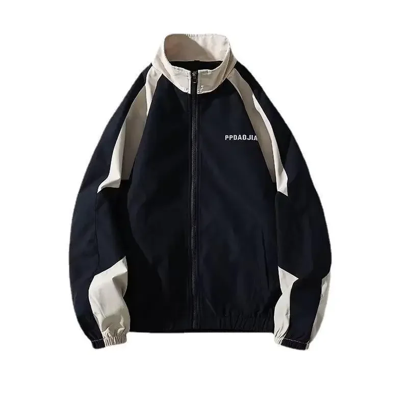 Men Hip Hop Jacket Man's Patchwork Windbreaker  Streetwear Spring Autumn Thin Fashion jacketCasual Loose Varsity Coats Unisex