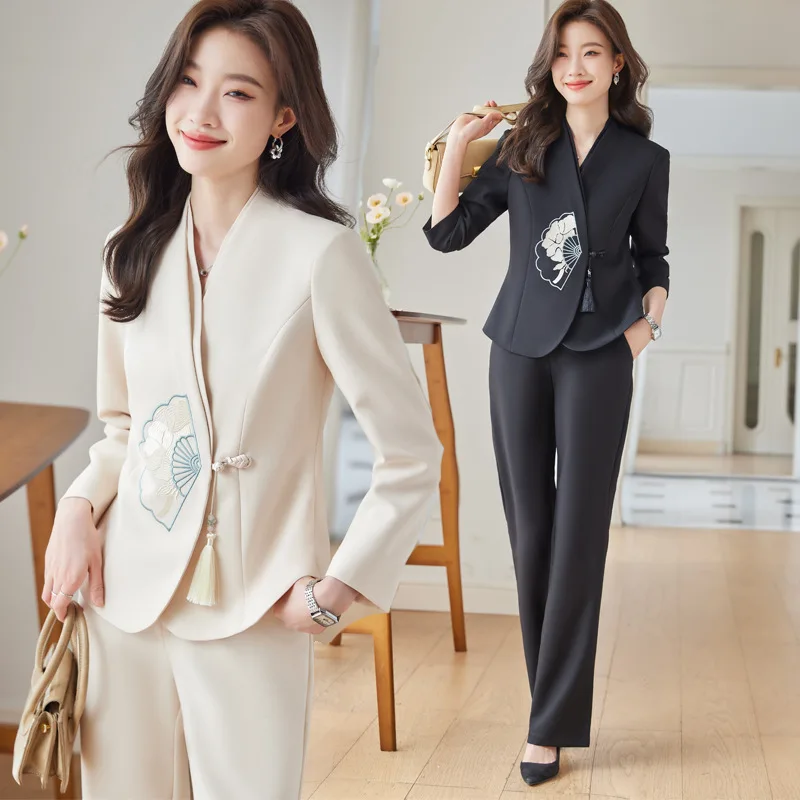 

High-End Suit Women's Spring and Autumn Professional New Chinese Style National Style Elegant Business Suit Formal Wear Beauty S