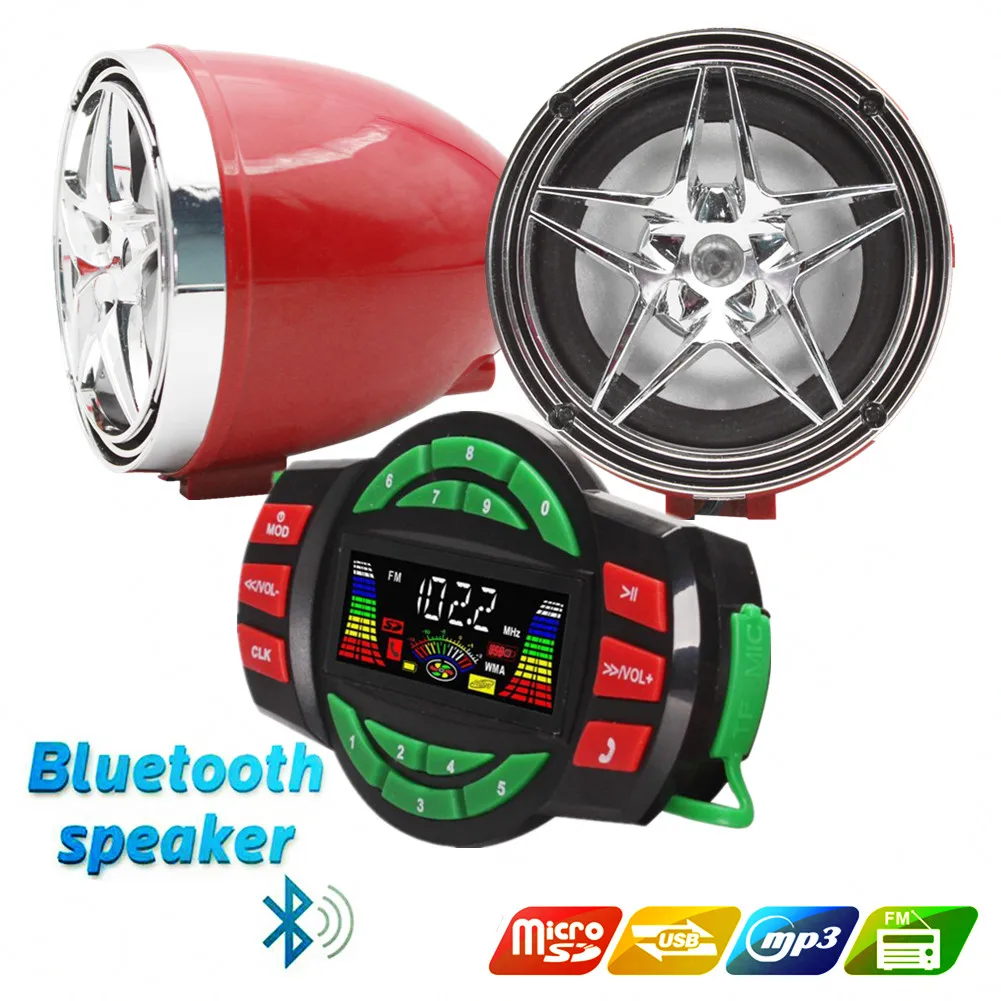 

12 В мотоцикл UTV ATV Bluetooth усилитель звуковая система Громкая связь FM USB аудио стерео 3-дюймовые динамики