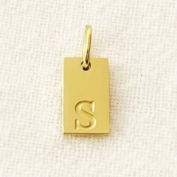 Elegant Stainless Steel Alphabet Charm Pendant for Necklaces - Engraved Lettering Women's Fashion Accessory (S)