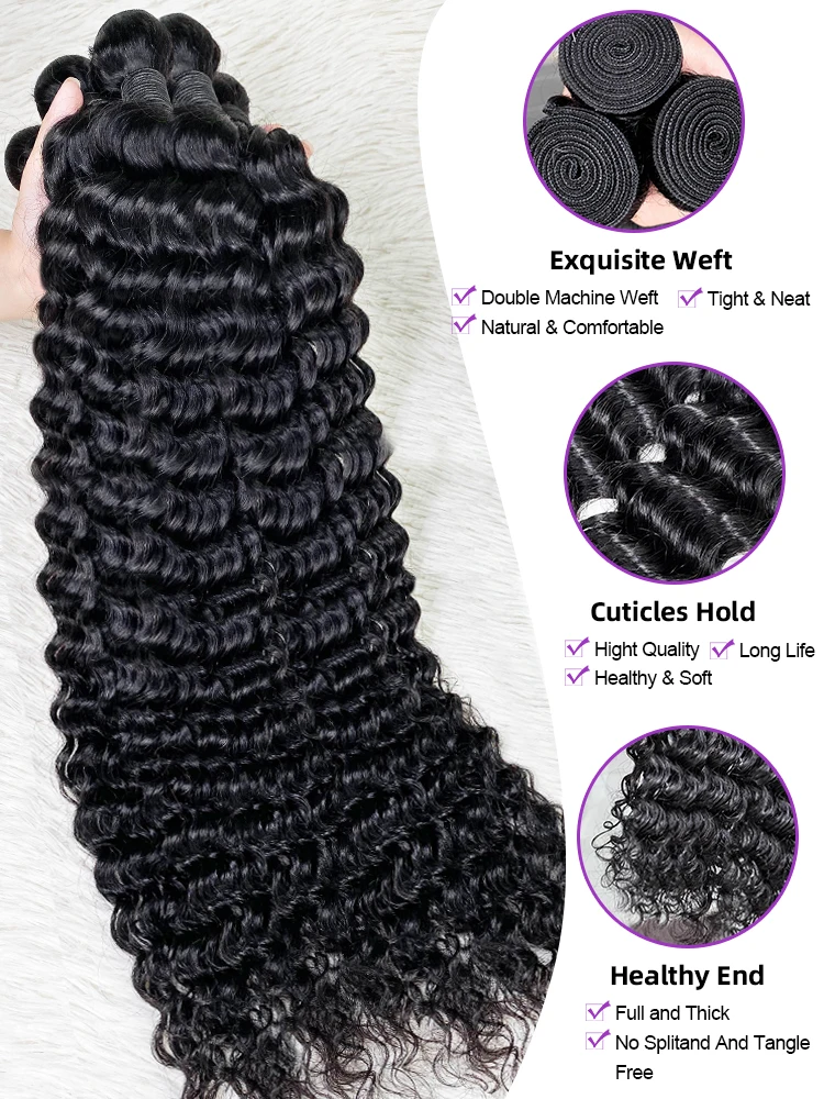 human hair extensions 30 40 Inches 3 4 5 Bundles Curly Loose Deep Wave Raw Human Hair Weave Double Weft Bundle Brazilian Remy Hair Extensions