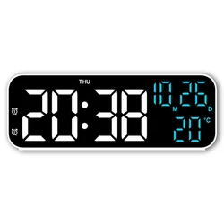 LED Digital Alarm Clock with Temperature, Date, and Week Display - Night Mode & Voice Control (White)