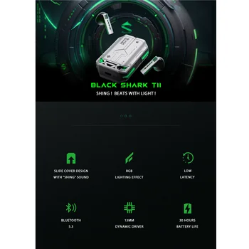 Black Shark T11 TWS Wireless Earbuds with Active Noise Cancellation, Bluetooth 5.3, 30 Hour Battery Life, RGB Light, Low Latency 2