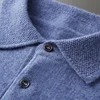 100% Pure Wool Jacket Men's POLO Collar Pullover 2022 Spring and Autumn New Knitted Top Casual Loose Large Size Men's Shirts 5