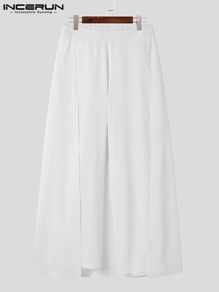 Stylish Men's Wide Leg See Through Mesh Trousers Solid All-match Simple Male Comfortable Long Pants S-5XL INCERUN wide leg pants