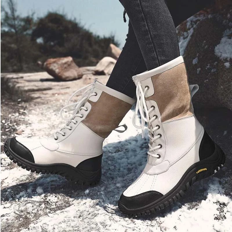 Botas de nieve impermeables para mujer, zapatos de felpa, talla 42, invierno, | - AliExpress