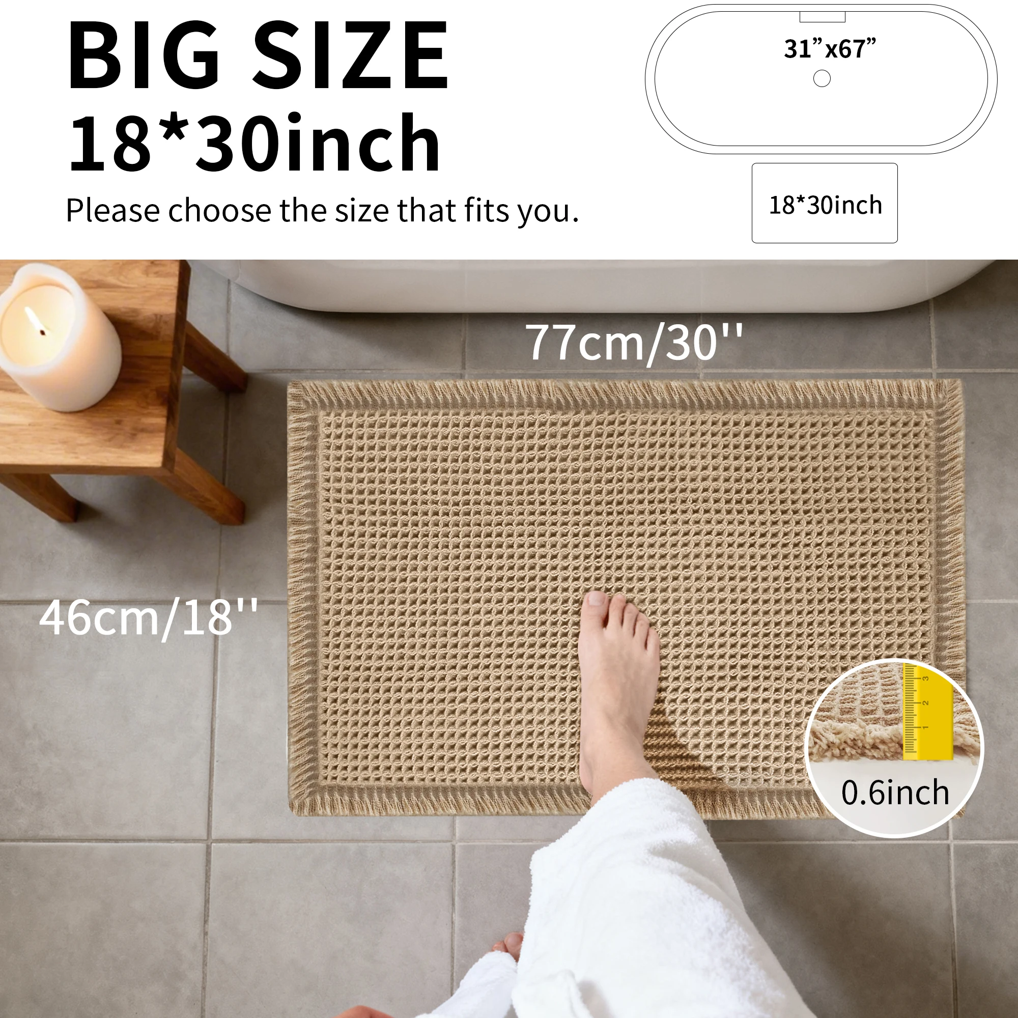 Boho Ultra-Soft Non-Slip Washable Absorbent Bathroom Rug