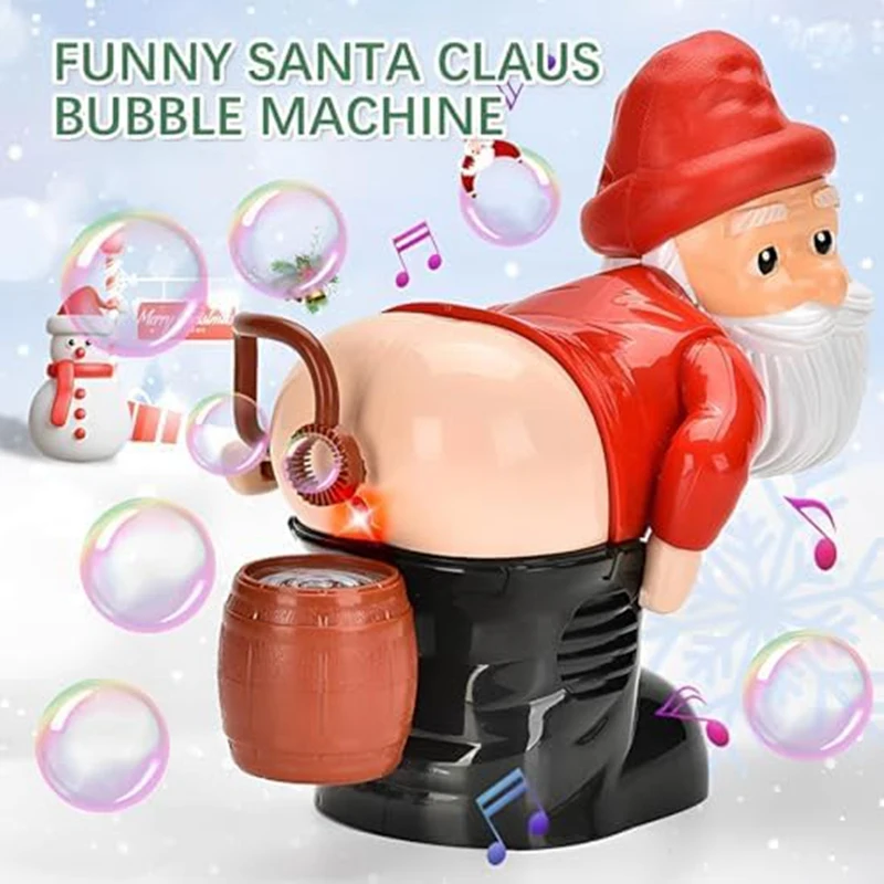 

Забавная машина для выдувания пузырей Санта-Клауса с мигающими огнями и музыкой, Рождественская воздуходувка пузырей для активного отдыха и помещений, простая в использовании