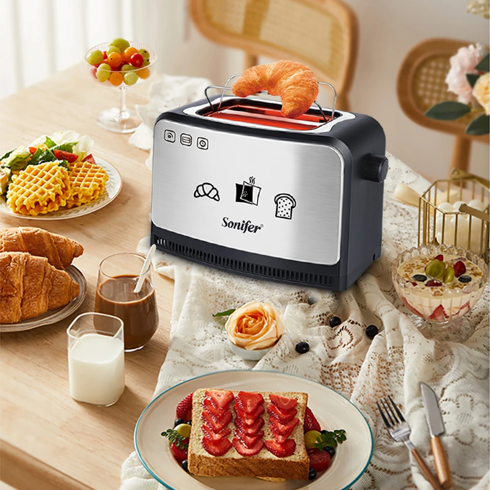 1 Pcs Plug-In Sonifer Toaster Model Sf-6088 2 Pieces Cool Touch Toaster 3 Functions: Defrost, Reverse Heating, Canceling 7 Degrees for Brown Control, Automatic Pop-Up and Automatic Pop-Up, Sliding Debris Tray