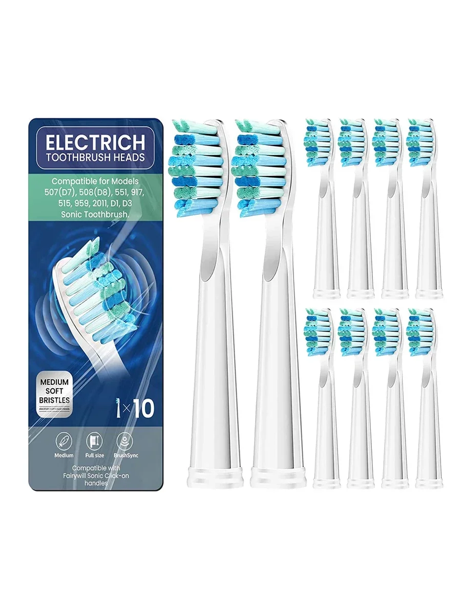 Electric Toothbrush Replacement Heads 10pcs Fairywill Electric Toothbrush FW-507 FW-508 515 FW-515 FW-551 YUNCHI Y1 toothbrush heads replaceable brush heads