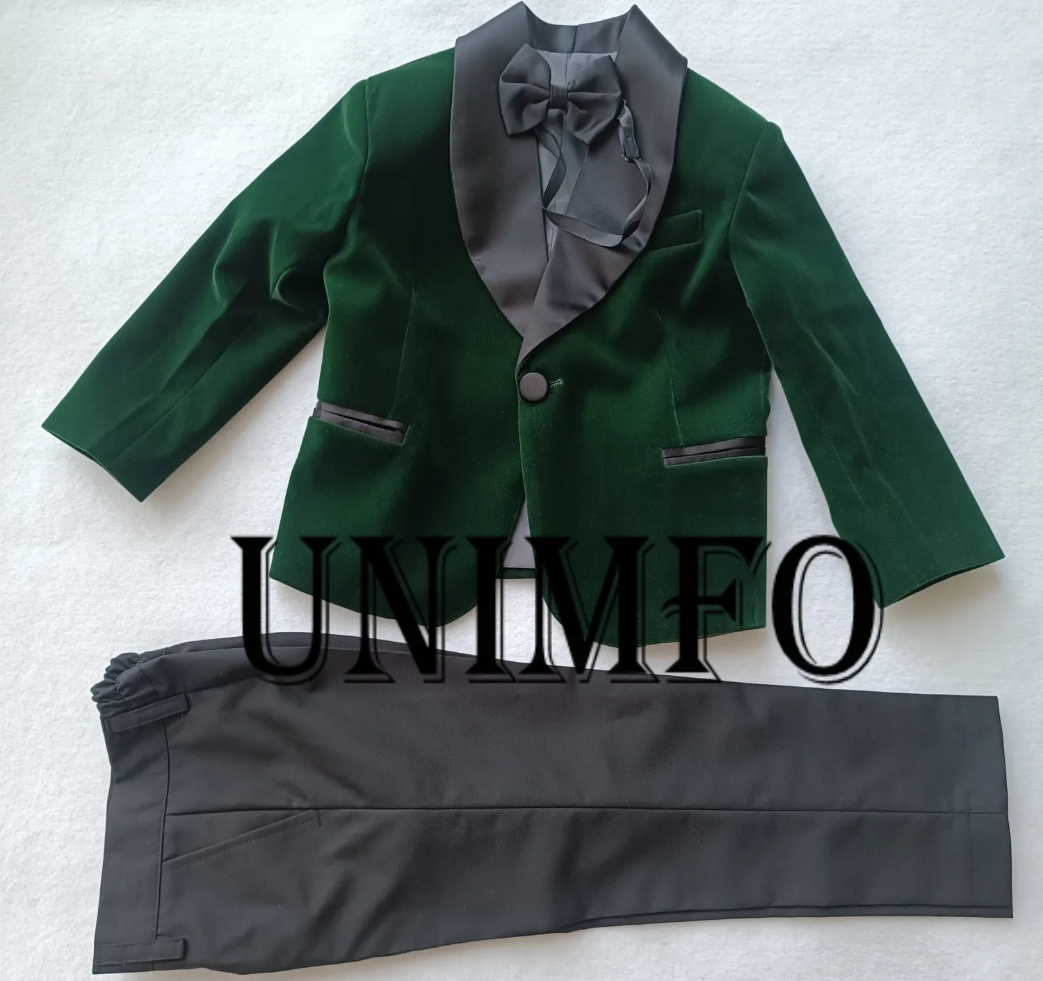Green Velvet Boys Suits For Wedding Clothing Kids Birthday Party Formal Outfits Ring Bearer Attire Blazer And Pants