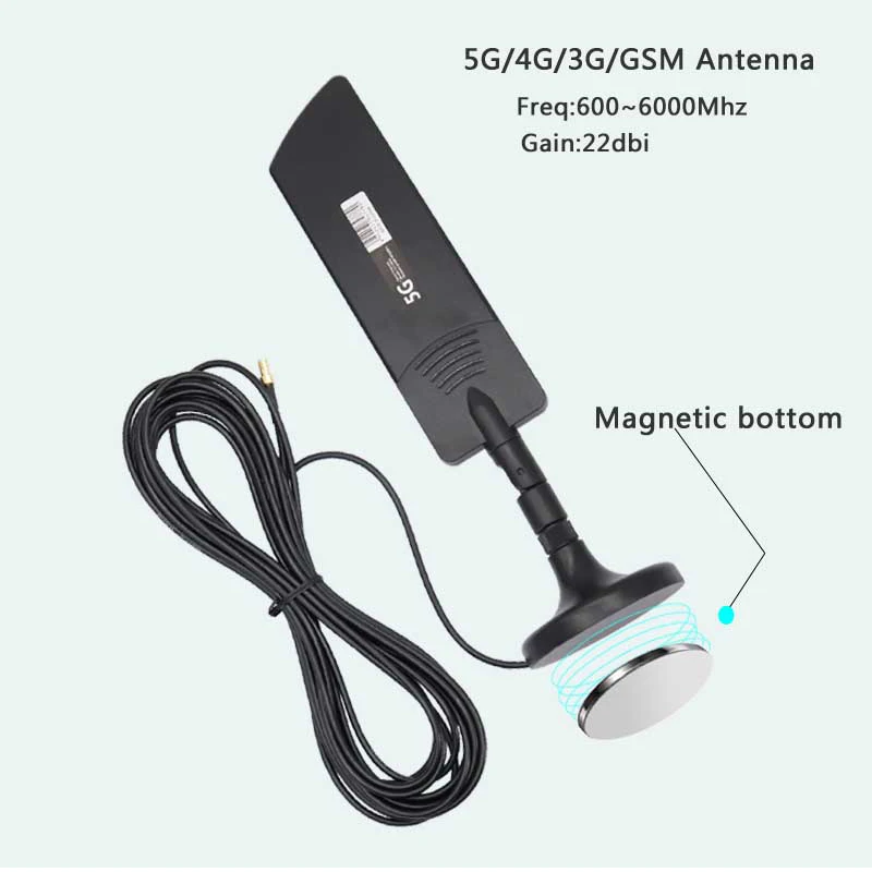 2PCS 신호 강화 LTE, 5G, 4G, 3G, GSM, 600-6000Mhz 22dBi 전방향성 WiFi 라우터 안테나(TS9 SMA Male 포함)