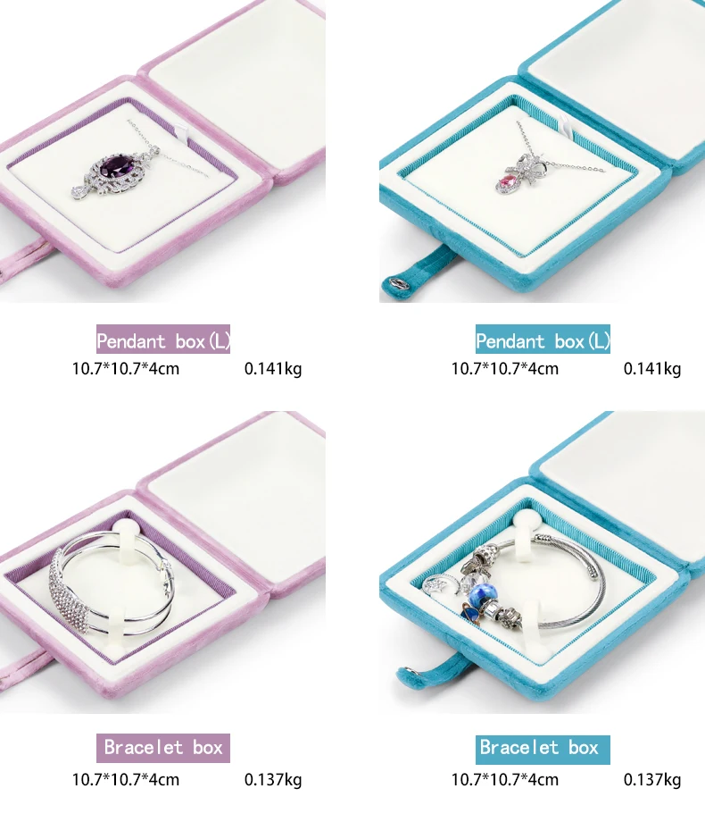 High Grade Double Open Jewelry Box Velvet Engagement Ring Box Wedding Ring Necklace Earring Gift Boxes Organizers Storage