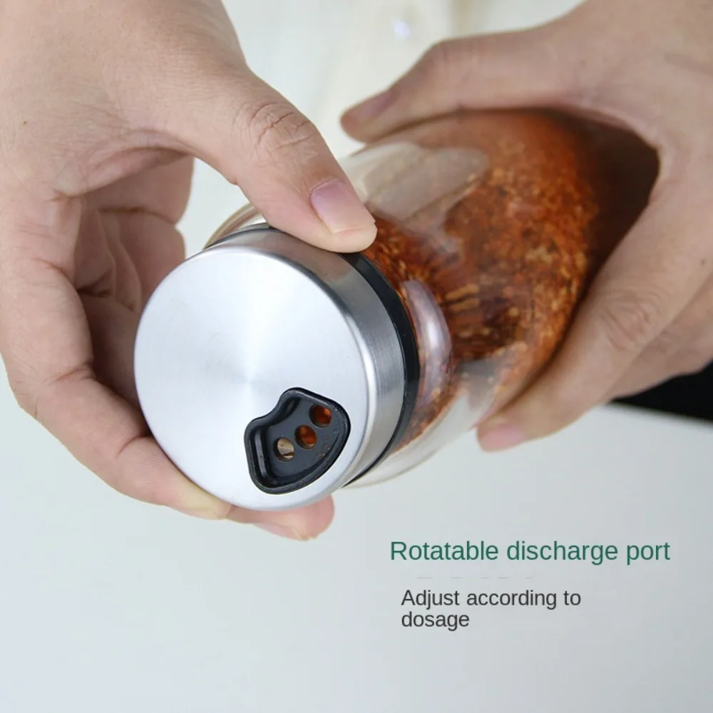 High Borosilicate Glass Seasoning Can Pepper Spice Shaker Kitchen Salt Sesame Solid Condiment Seal Bottle With Rotary Lid