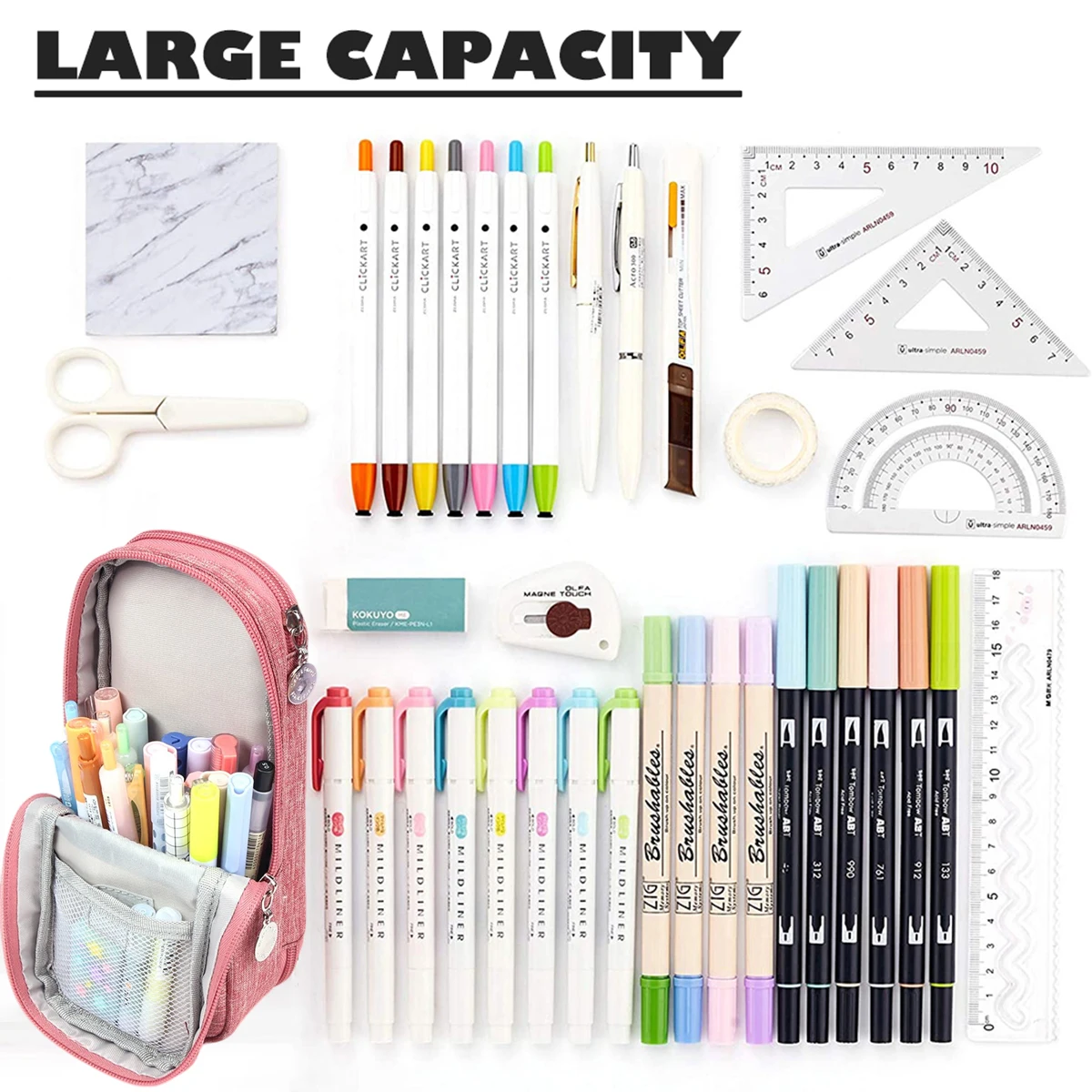 Large Capacity Pencil Case Standing Multi-Layer Pencil Pouch Bag Stationery Bag Organizer Pencilcase Pencil Bag