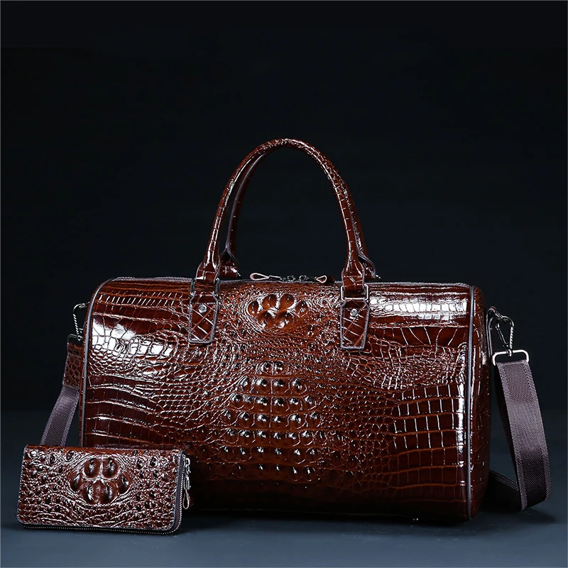 

Genuine Leather alligator pattern travel bag male suitcase large luggage bag first layer cowhide business portable trip bag tide