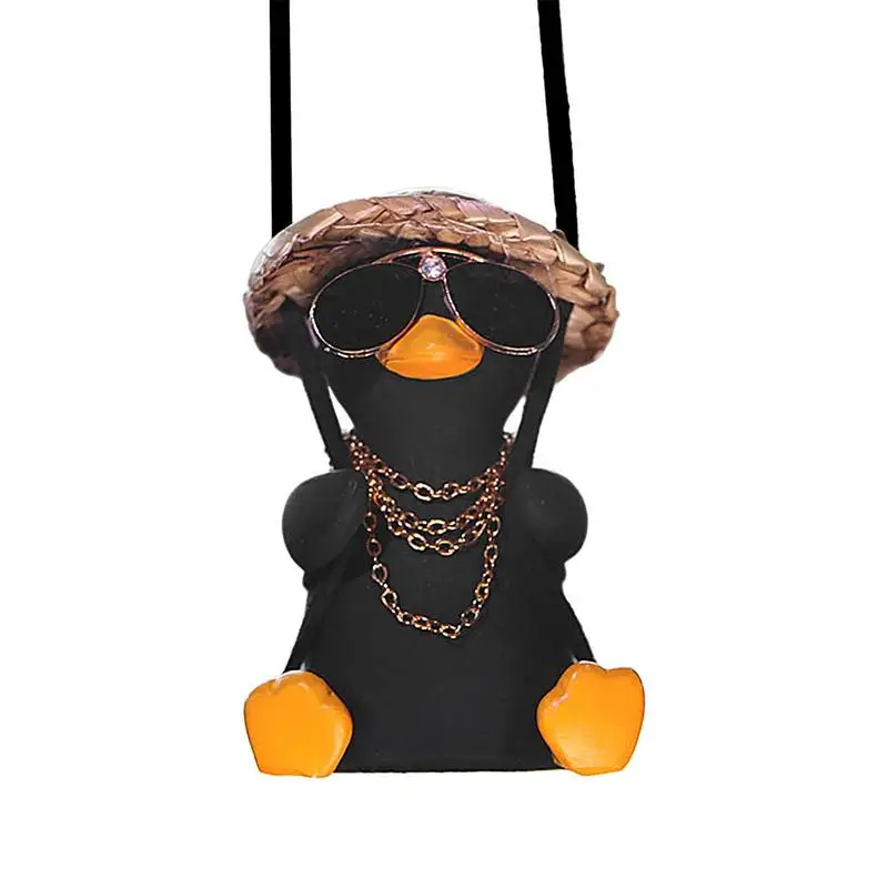 

Swing Duck Car Mirror Hangings Swing Duck Pipe Auto Rearview Mirror Pendant Cute Hatted Glasses Swing Duck For Car Interior