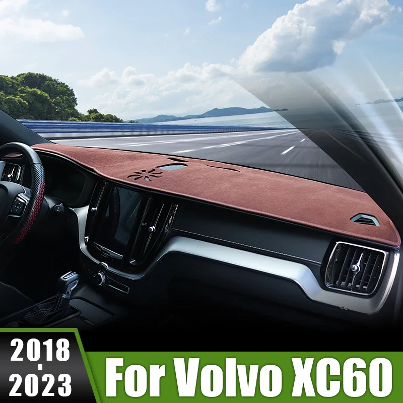 

For Volvo XC60 2018 2019 2020 2021 2022 2023 Car Dashboard Cover Avoid Light Pad Sun Shade Mats Non-Slip Case Anti-UV Carpets