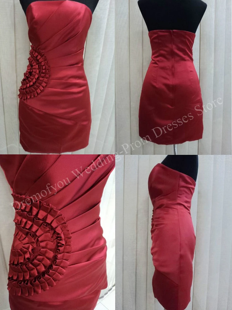 

New Mini Burgundy Cocktail Dresses for Women Strapless Backless with Pleats De Graduación Elegantes Para Mujer Vestidos 2023