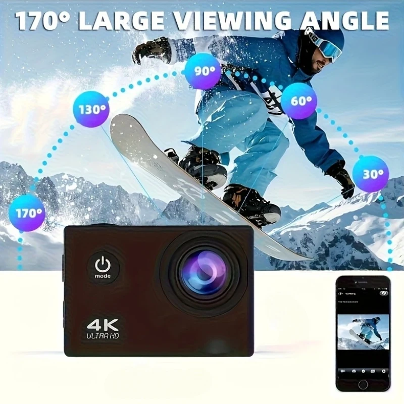 레가톤 4K 30FPS 울트라 HD 액션 카메라, 20MP EIS 손떨림 보정 스포츠 카메라(리모컨 포함), 사이클링 헬멧 마운트 액세서리