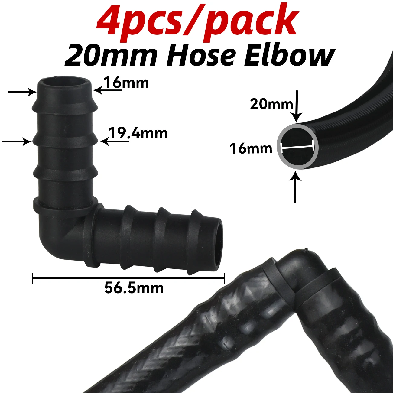 Barb Adapter Tee Elbow 16mm 20mm 25mm PE Hose To 1/2" 3/4" Male Female Thread Connector Garden Drip Irrigation Watering System 6