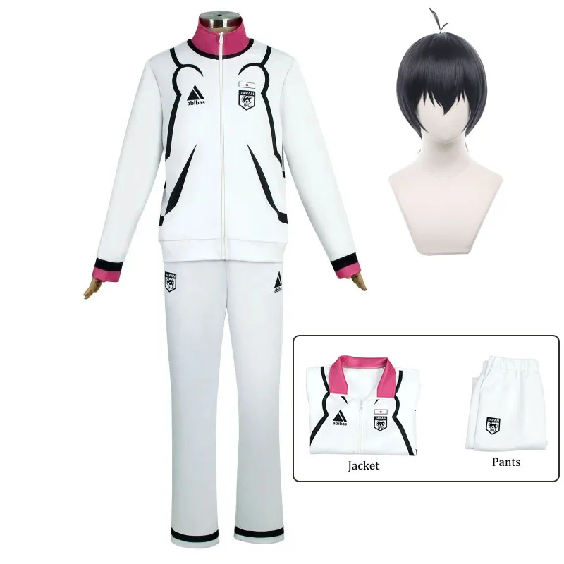 

Anime Blue Lock Cosplay Isagi Yoichi Cosplay Costume Wig White Pink Suit Coat Pants School Uniform Men Hallowen Party Clothes