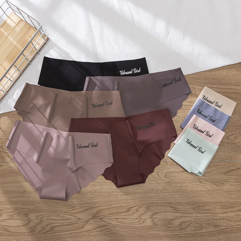 

9 Colors Solid Ice Silk Seamless Women Panties Mid Rise Underwear Female Girls Briefs Pink Invisible Underpants Comfort Intimate