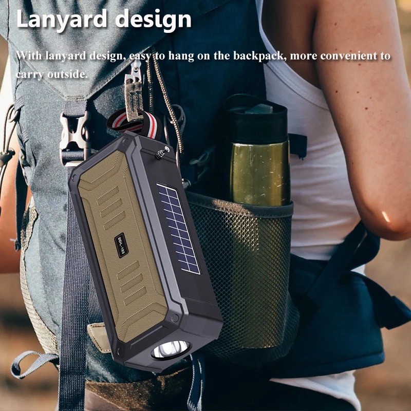 Dual Solar Charging Bluetooth Speaker Portable FM Radio with LED Flashlight Outdoor Bluetooth Soundbar Music Box Support USB TF