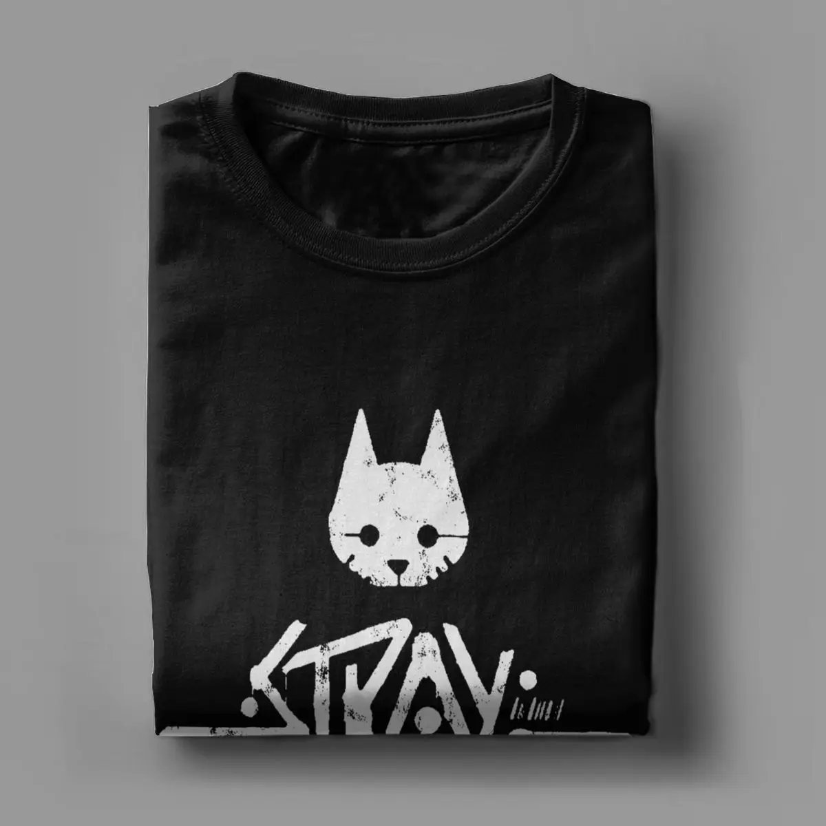 Vintage Stray Game Logo Men's T-Shirt - Pure Cotton, Round Collar, Short Sleeve, Gift Idea