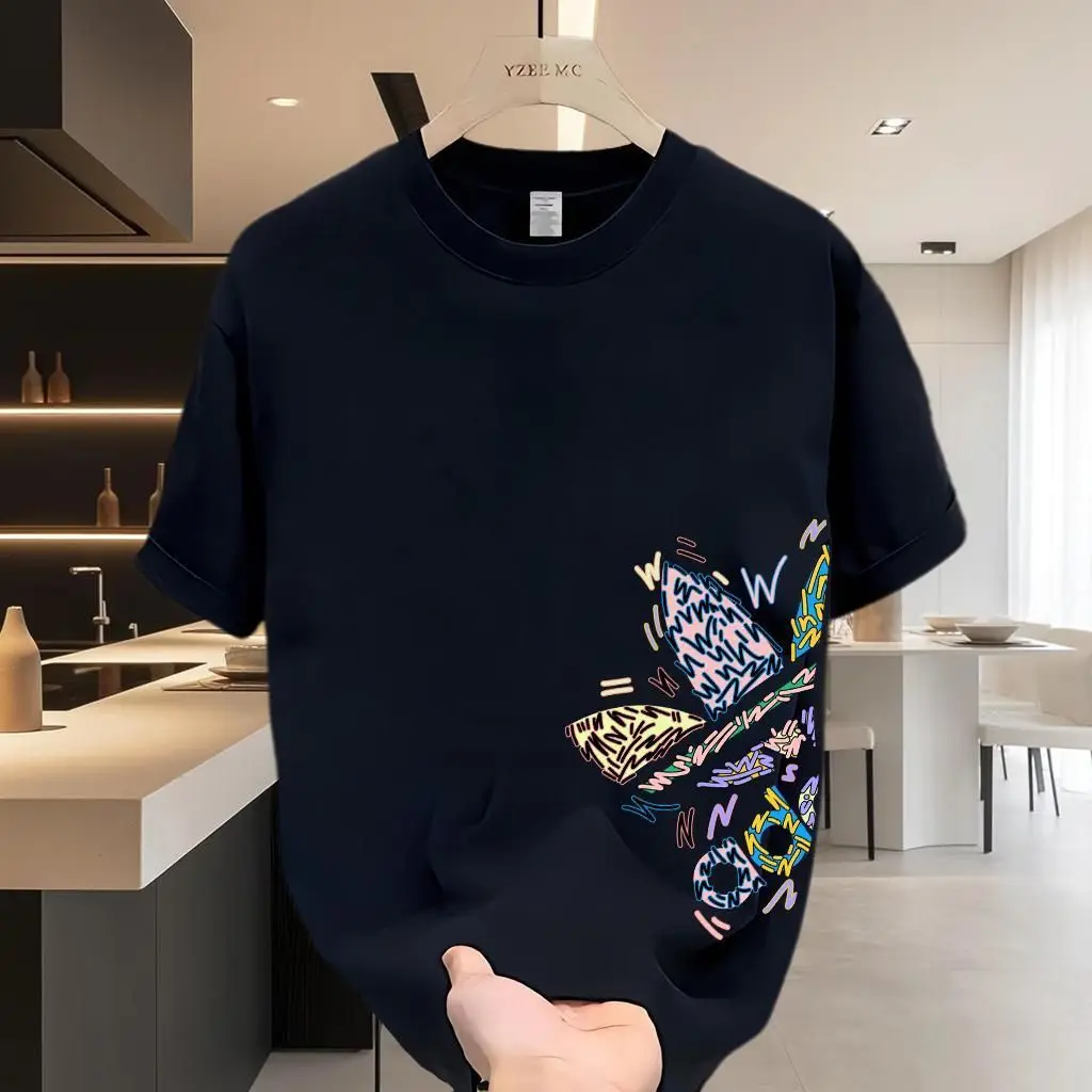 New Summer Trendy Brand Round Neck Casual Top Men's and Women's Loose and Versatile Trend Short-sleeved Cotton T-shirt