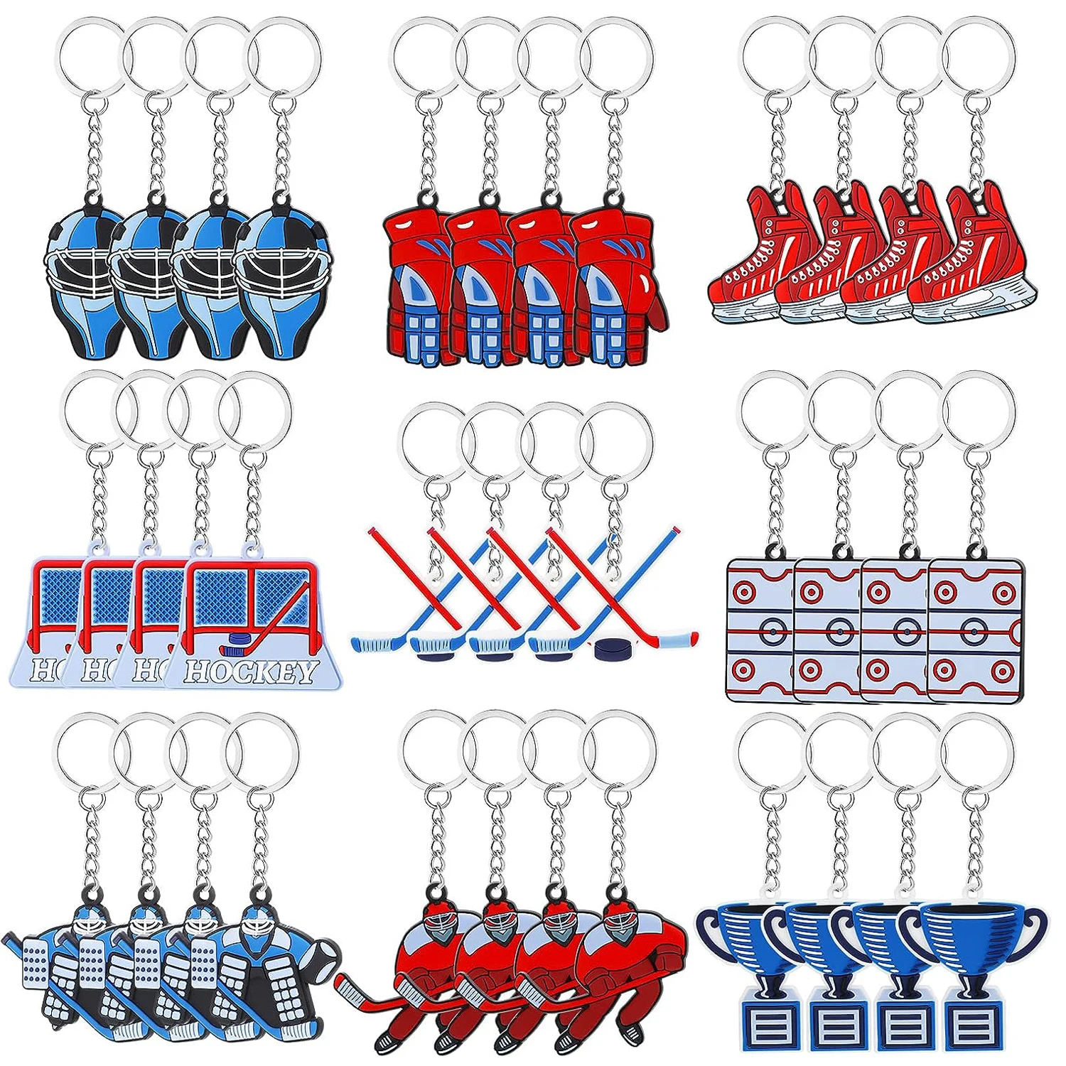 Hockey Keychain Ice Hockey Fan Gifts Kids Gift Sports Party Decoration Accessories 5Pcs