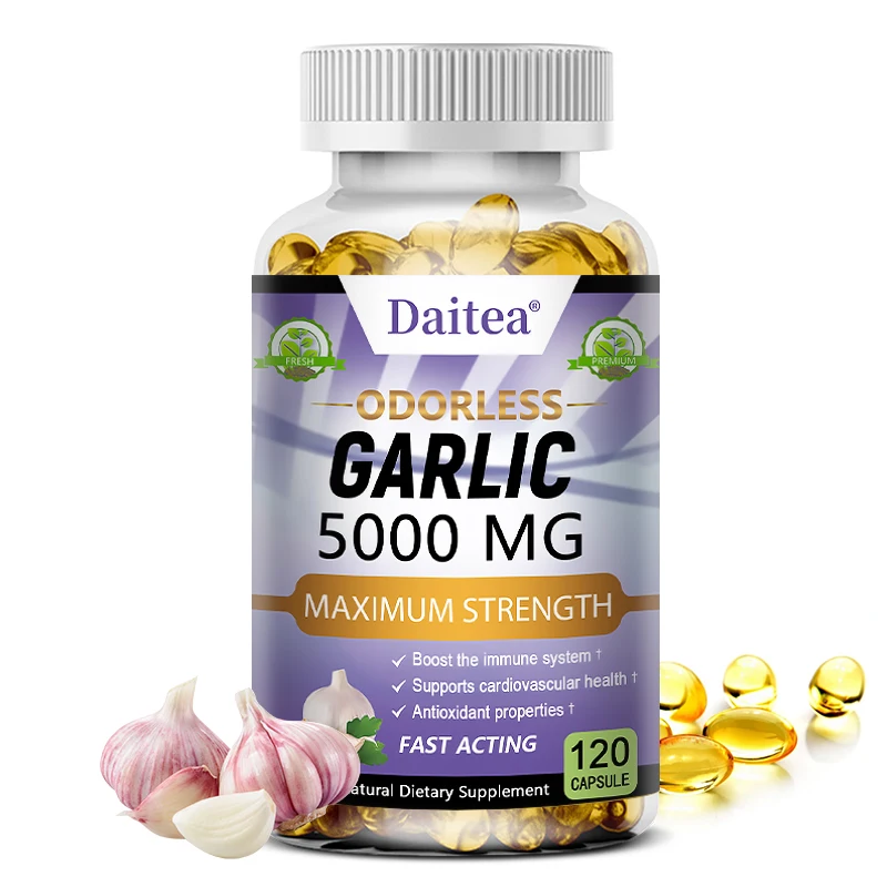Garlic Extract Capsules 5000mg Balance Cholesterol Help Immunity Heart Health Detoxification Cleansing digestive capsules