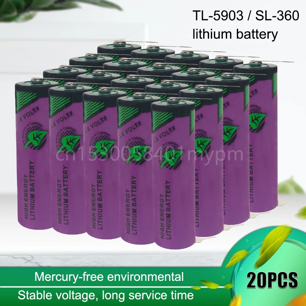 

20PCS TL-5903 ER14500 LS14500 AA 3.6V 2400mAh Lithium Battery with Welding for PLC CNC Machine Tools Touch Screen