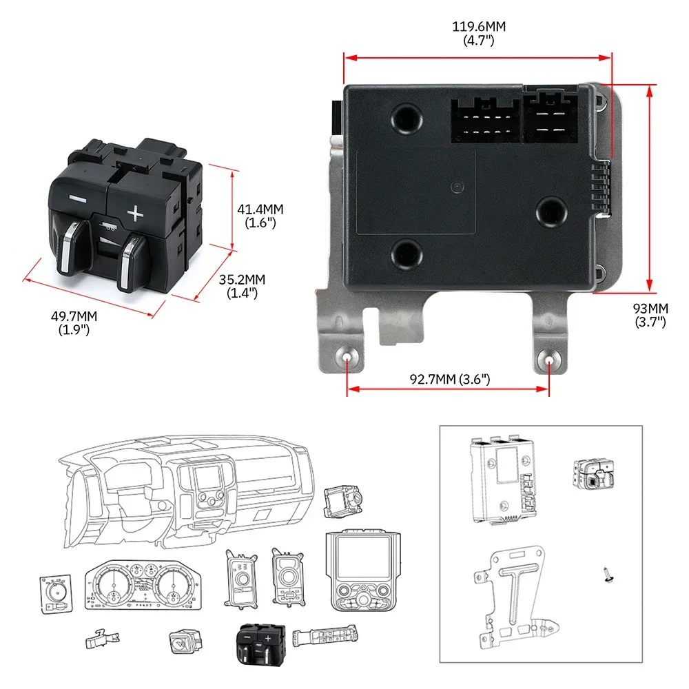 OYOTE 82215040AB Integrated Electric Trailer Brake Controller Kit For Dodge Ram 1500 2500 3500 4500 5500 2016-2018