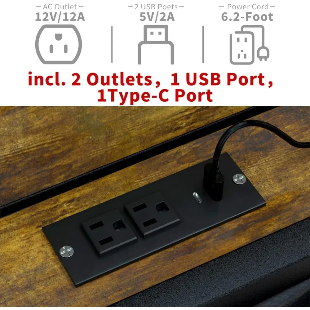 Twin Size Headboard with Charging Station, USB & Type C Port, Upholstered Twin Size Storage Headboard