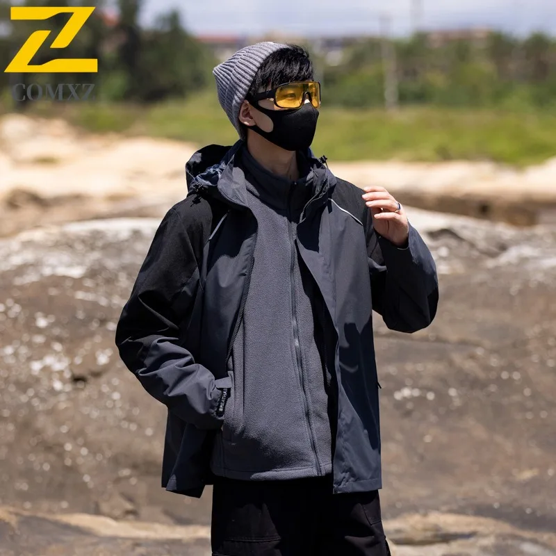 COMXZ Outdoor Mountaineering Mens Jacket Thickened Windproof Warm Parka Casual Travel Comfortable Lightweight Winter New Coats