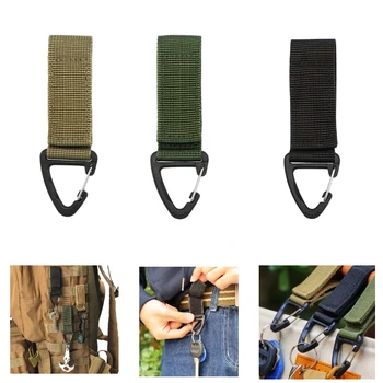 1/3pcs Outdoor Tactical Backpack Carabiner Nylon Molle Key Hook Buckle Multi Functional Camping Climbing Triangle Hanging Buckle