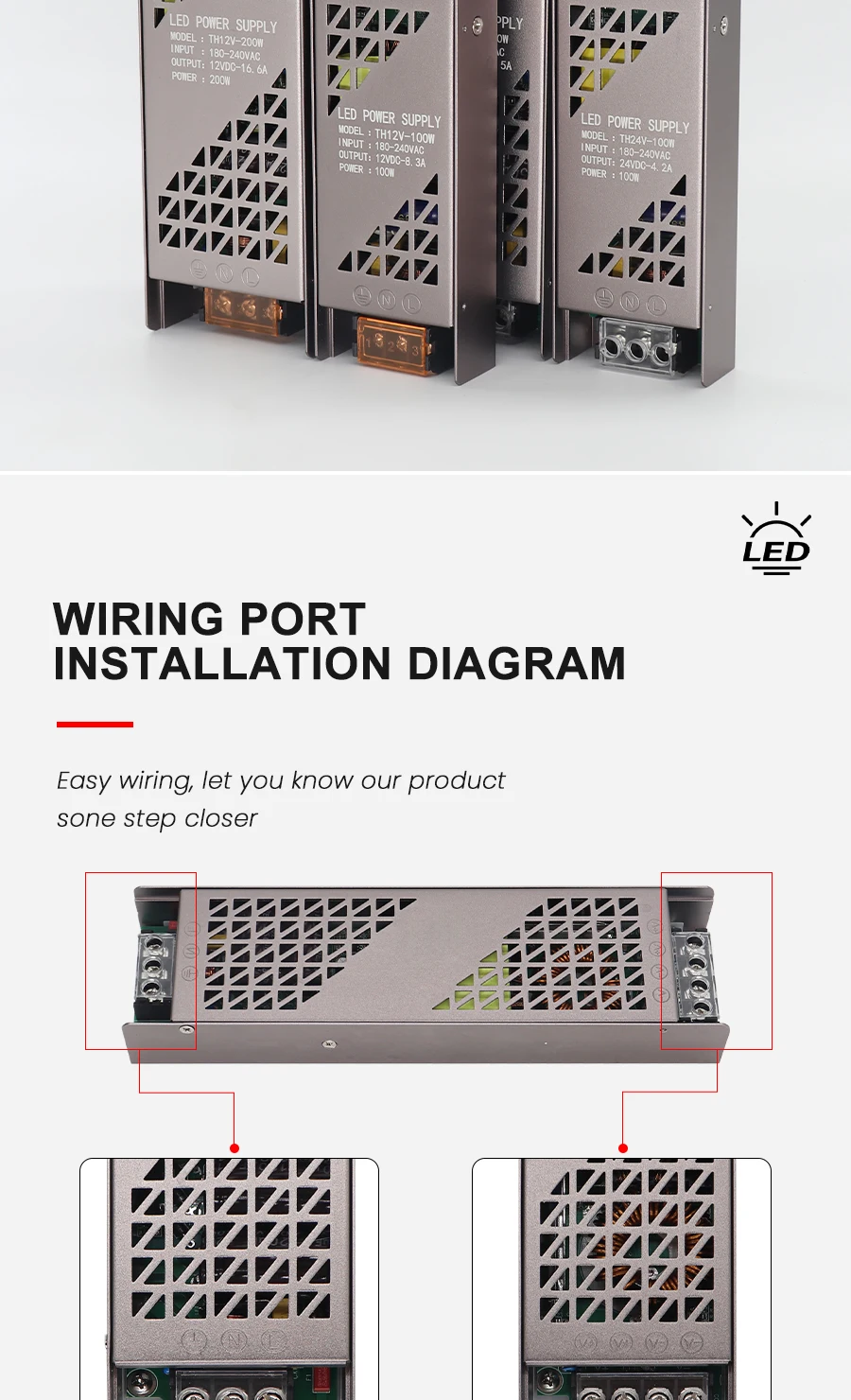 Aluminum LED transformer power supply product specification details