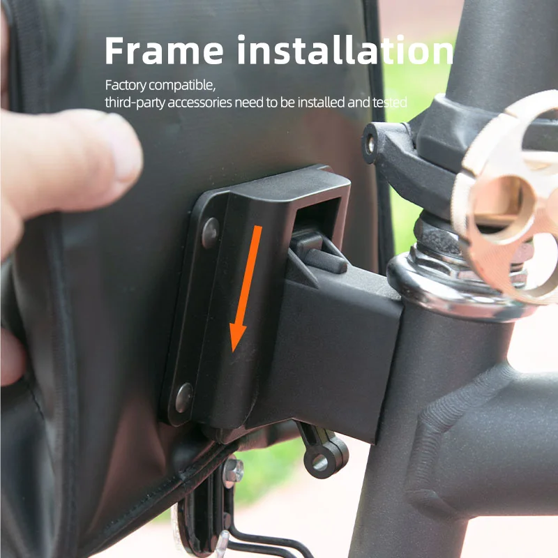 Borsa da manubrio Heasygo 2505 a sgancio rapido, borsa termica da tubo anteriore installata con PigNose per bici pieghevole Brompton - immagine 5