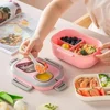 2025 Portable Lunch Box Compartment Wheat Straw Bento Carrying Handle Reusable Tableware Container Meal Snack Food Containers 4