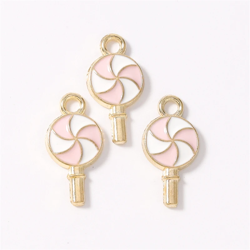 10 Stück 9x17mm Niedliche Bunte Emaille-Lebensmittel-Lollipop-Anhänger Passend für Halsketten Ohrringe Armbänder DIY Basteln Schmuckherstellung Geschenke – Detail 9