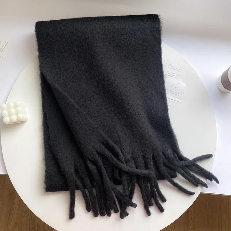 New Women Thick Wraps Scarf Winter Warm Fashion Solid Color Pashmina Scarves Long Tassel Hijab Stola Bufanda Mujer_voghion.com