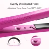 KIPOZI 1 Inch Hair Straightener Ceramic Flat Iron Adjustable Temp Straightens and Curls,180-450℉ Dual Voltage, Hot Pink 3