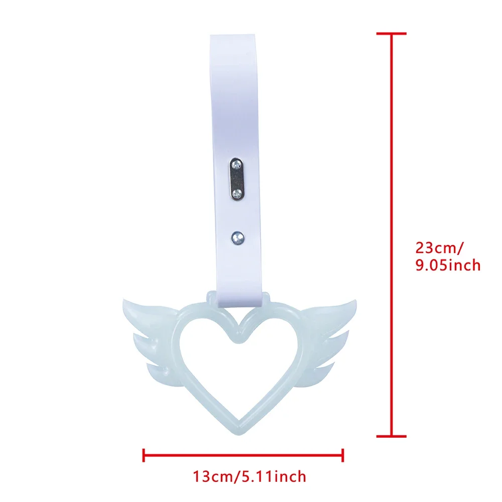 JDM 하트 엔젤 윙 다크 화이트 쓰리카와 핸들 링, 드리프트 참, 리어 범퍼, 지하철 버스 경고 링