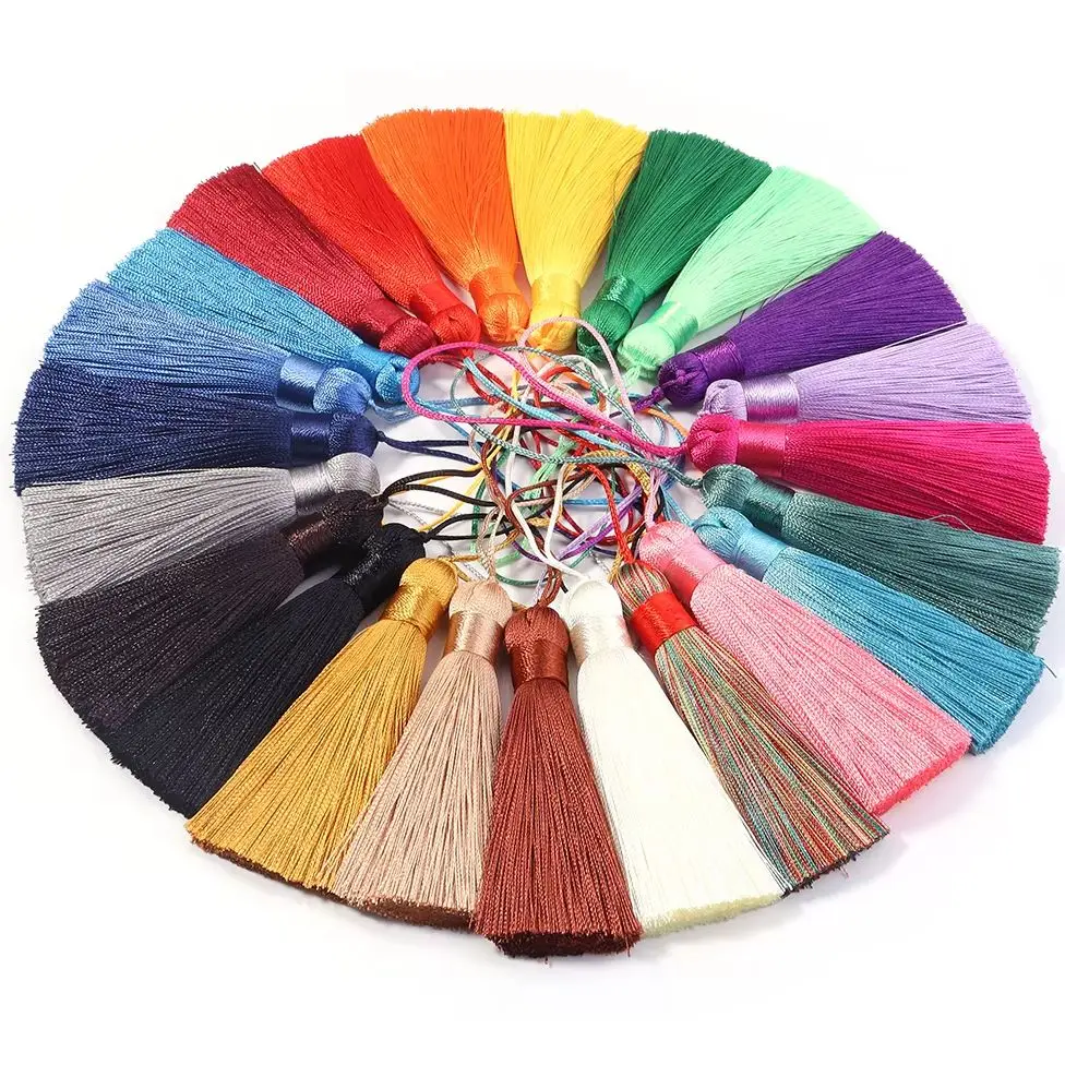6 Stück 82 cm lange Seidenquasten, handgefertigte weiche Mini-Quasten mit Schlaufen für DIY-Bastelarbeiten, Schmuckherstellung, Souvenir-Lesezeichen